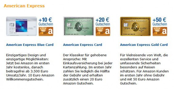 American Express Kreditkarten bei Amazon
