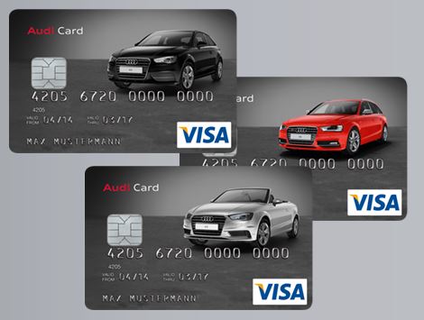 Audi bietet die Möglichkeit, aus verschiedenen Motiven auszuwählen, so dass man dann 'sein' Modell auf der Kreditkarte haben kann - das nennt sich dann 'Audi VISA Picture Card'