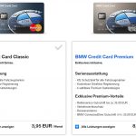 BMW Kreditkarten: MasterCard Classic / Premium (Screenshot der offiziellen Website vom 20.02.2017)