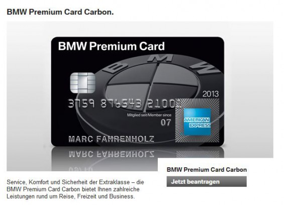 Die BMW Premium Card Carbon (American Express) - weitere Infos unter bmwbank.de