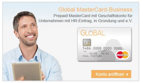 Global MasterCard-Business mit Geschäftskonto für Unternehmen mit HR-Eintrag (auch Ltd.), in Gründung und e.V.
