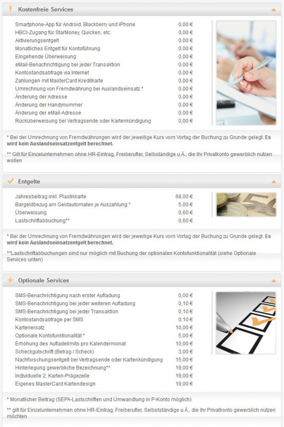 Global MasterCard Premium: Preisverzeichnis - Screenshot am 14.10.2014