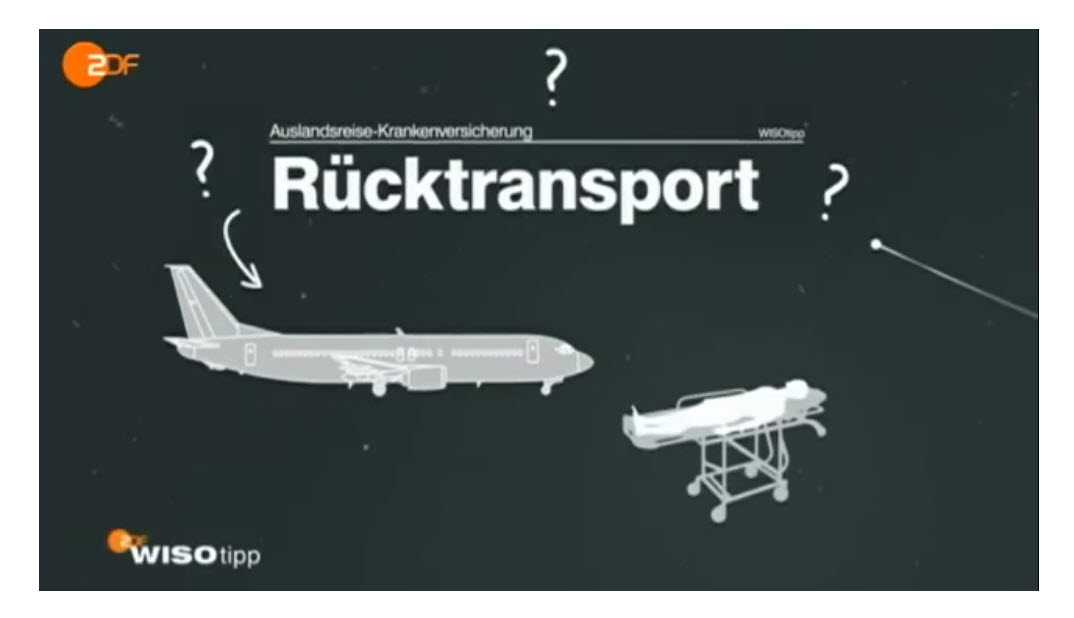 Kranken-Rücktransport aus dem Ausland nach Hause - ein häufiger Knackpunkt von Auslandsreisekrankenversicherungen. Wie sieht es bei der Auslandskrankenversicherung als Leistungsbestandteil der Miles and More Kreditkarten aus? (Screenshot Youtube-Video WISO)