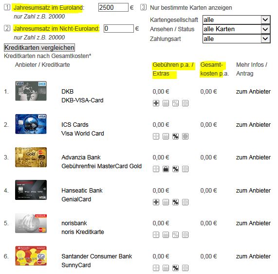 Kreditkarten-Vergleich bei kreditkarten-ratgeber.de