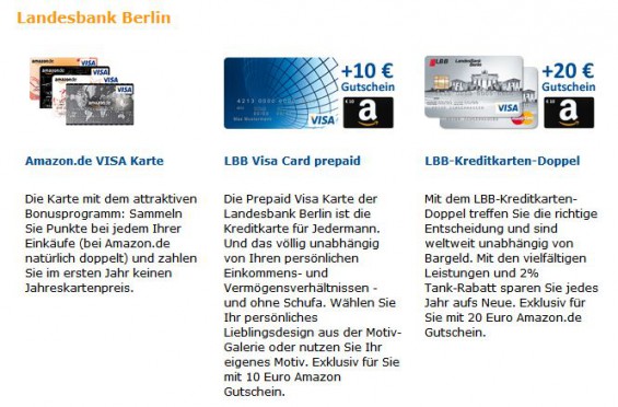 Landesbank Berlin / LBB: Kreditkarten bei Amazon