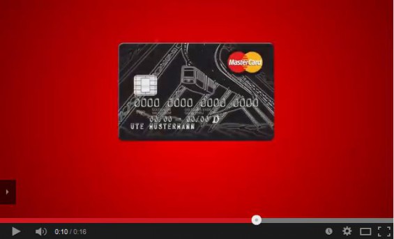 MasterCard Motivkreditkarte der Stadtsparkasse Wuppertal - Motiv Schwebebahn (Youtube Werbevideo)