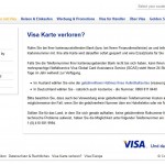 VISA Kreditkarte sperren: Unter www.visa.de/de/sicher_mit_visa/visa_karte_verloren_.aspx listet VISA die verschiedenen Möglichkeiten der Kartensperrung auf (Screenshot 21.05.2012)